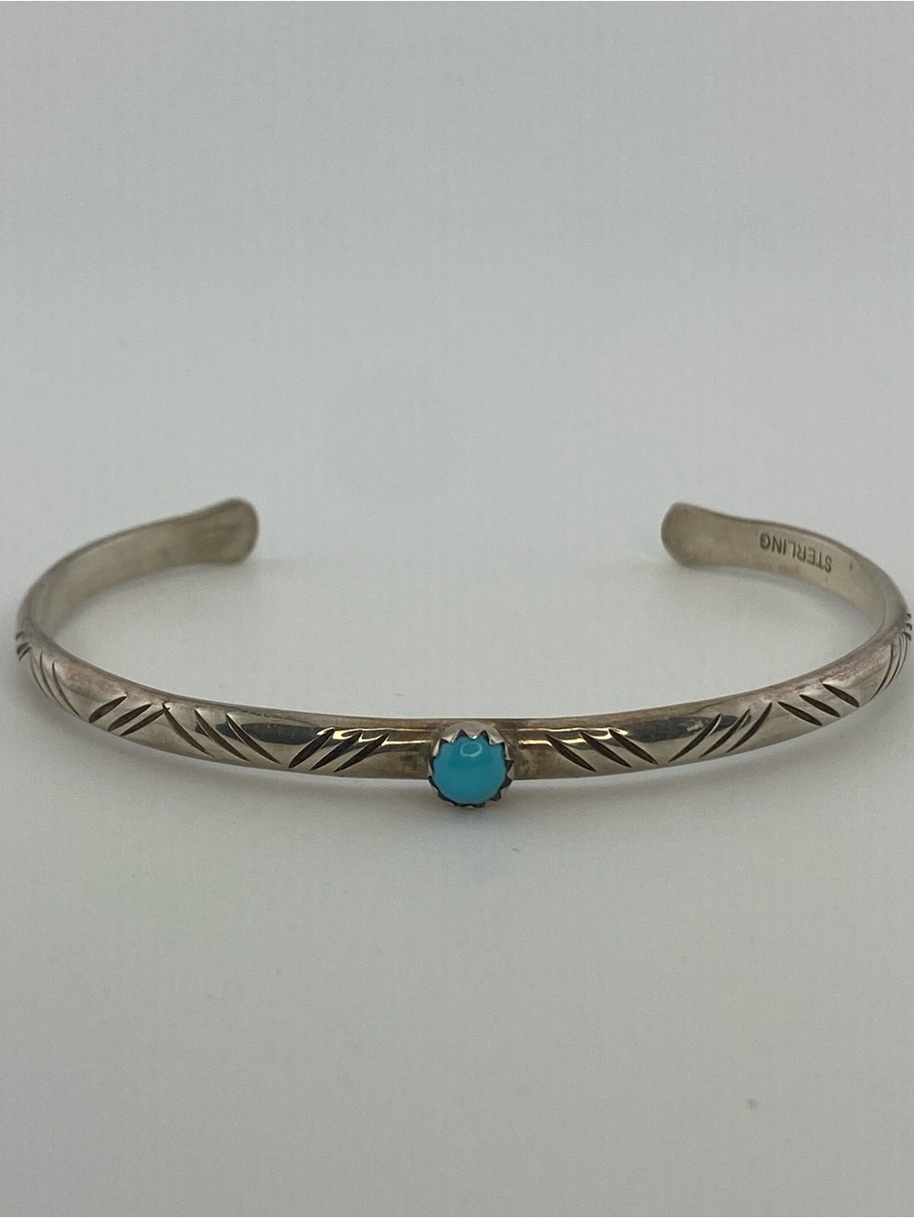 Navajo M. Burnside Sterling Stone Vintage Bracelet